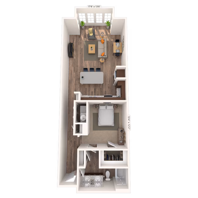 Traditional 1x1 749-982 SF 302 floor plan